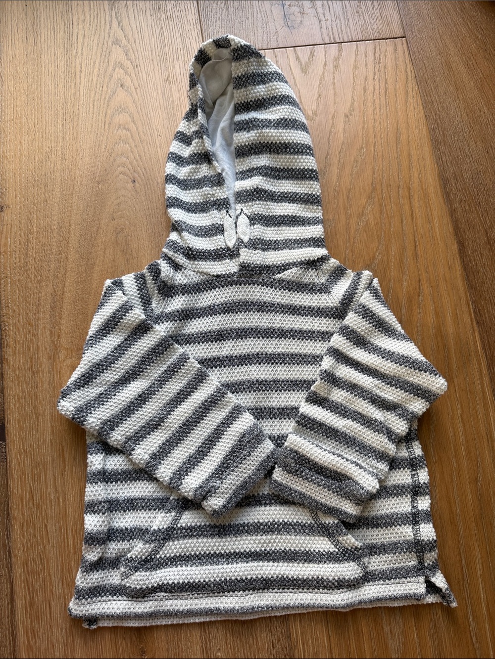Zara Striped Knit Hoodie in Black & White